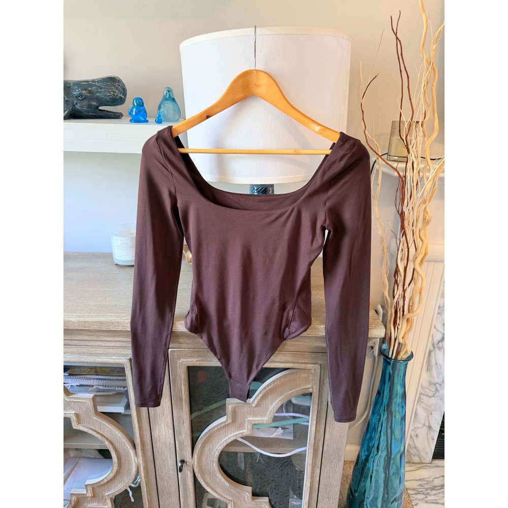 Lululemon Wundermost Square Neck Long Sleeve Bodysuit Women Espresso Small